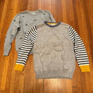 Two Gray Sweaters with Stripes & Skeletons size M 8-10